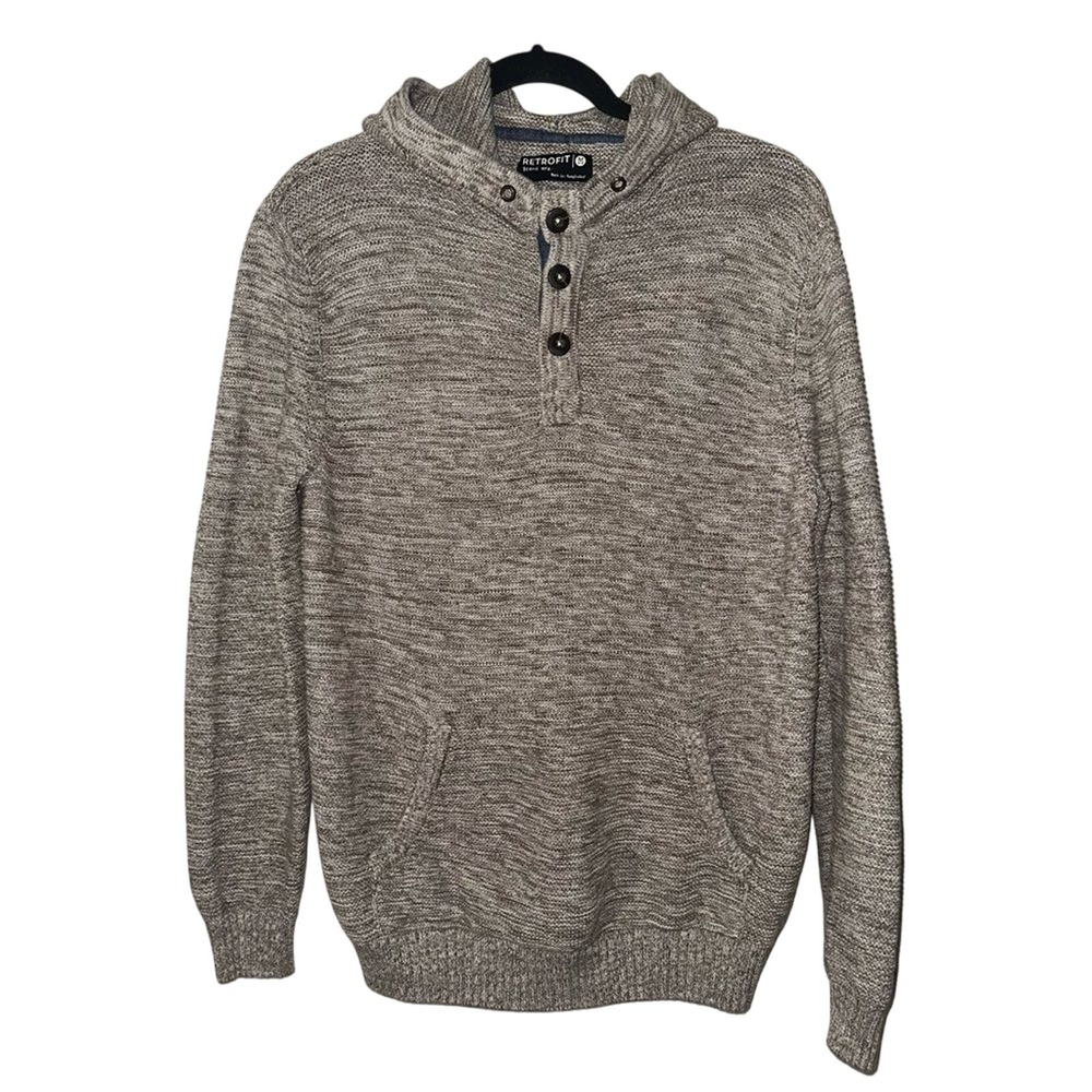 Retrofit Brand Mfg Men's Marled‎ Knit Hooded Sweater Size M
